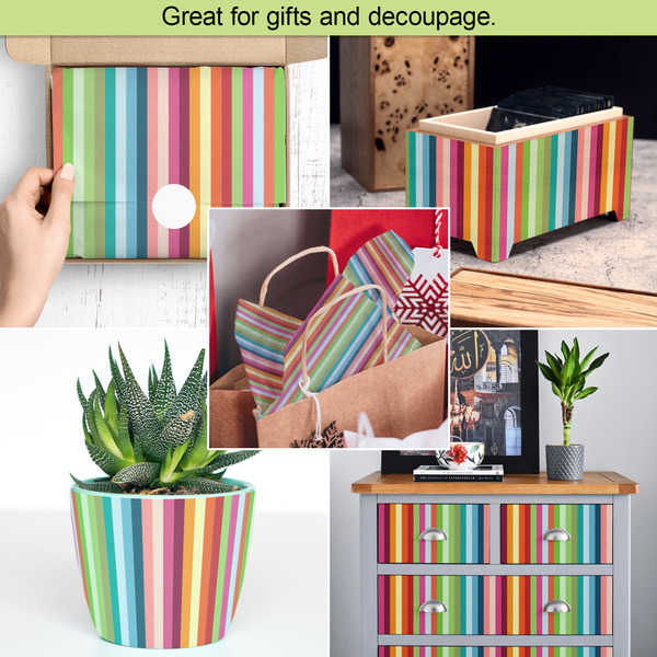 Retro Vertical Stripes Tissue Paper - In Use Collage