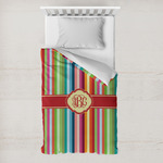Retro Vertical Stripes Toddler Duvet Cover w/ Monogram