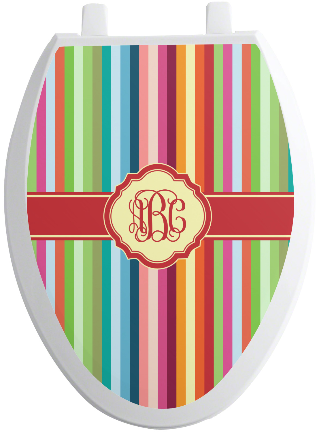 Retro Vertical Stripes Toilet Seat Decal Elongated (Personalized