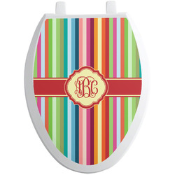 Retro Vertical Stripes Toilet Seat Decal - Elongated (Personalized)