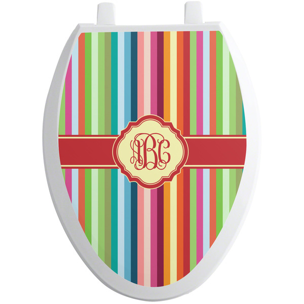 Custom Retro Vertical Stripes Toilet Seat Decal - Elongated (Personalized)