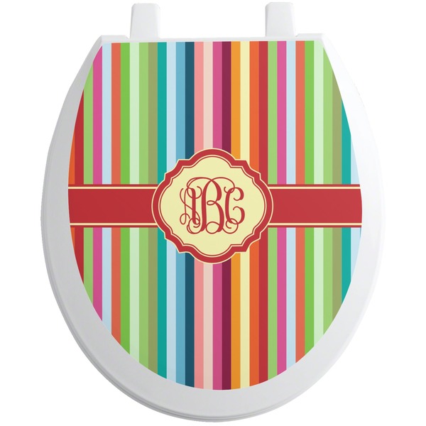 Custom Retro Vertical Stripes Toilet Seat Decal (Personalized)