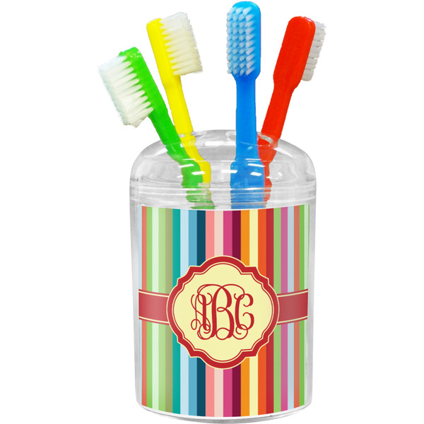 Custom Retro Vertical Stripes Toothbrush Holder (Personalized)