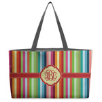 Retro Vertical Stripes Beach Totes Bag - w/ Black Handles (Personalized)
