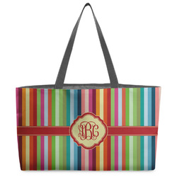 Retro Vertical Stripes Beach Totes Bag - w/ Black Handles (Personalized)