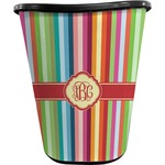 Retro Vertical Stripes Waste Basket - Double Sided (Black) (Personalized)
