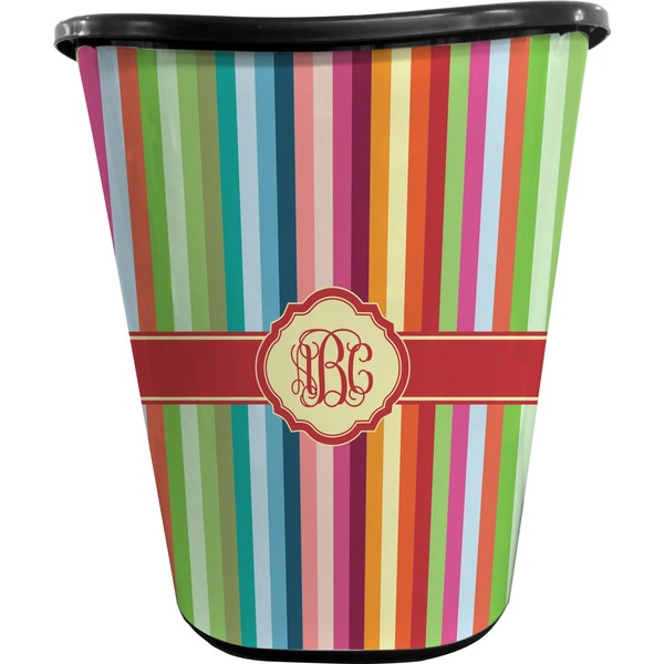 Retro Vertical Stripes Trash Can Black