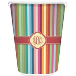 Retro Vertical Stripes Waste Basket - Double Sided (White) (Personalized)