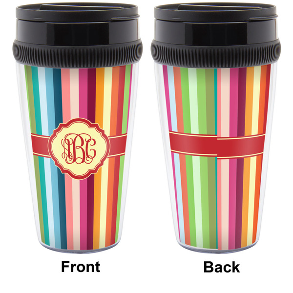 Retro Vertical Stripes Travel Mug Approval (Personalized)