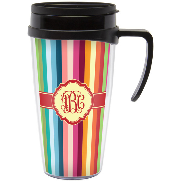 Custom Retro Vertical Stripes Acrylic Travel Mug with Handle (Personalized)