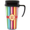 Retro Vertical Stripes Travel Mug with Black Handle - Front