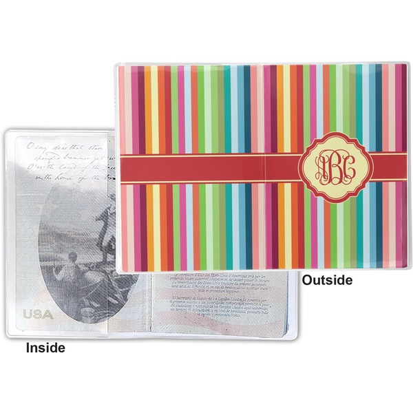 Retro Vertical Stripes Vinyl Passport Holder - Flat Front and Back