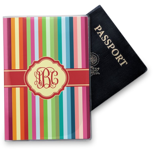 Custom Retro Vertical Stripes Vinyl Passport Holder (Personalized)