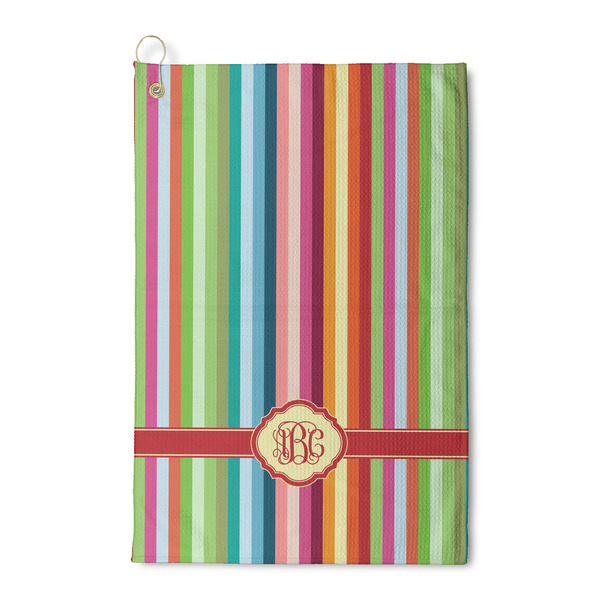Custom Retro Vertical Stripes Waffle Weave Golf Towel (Personalized)