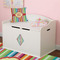 Retro Vertical Stripes Wall Monogram on Toy Chest