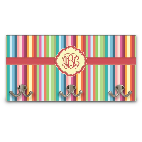 Custom Retro Vertical Stripes Wall Mounted Coat Rack (Personalized)