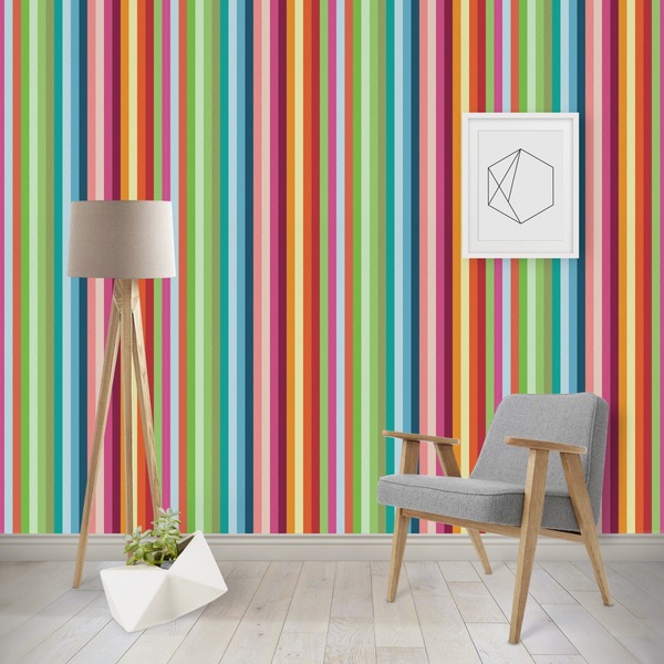 Custom Retro Vertical Stripes Wallpaper & Surface Covering (Water Activated - Removable)