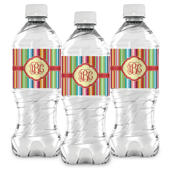 Retro Vertical Stripes Water Bottle Labels - Front View