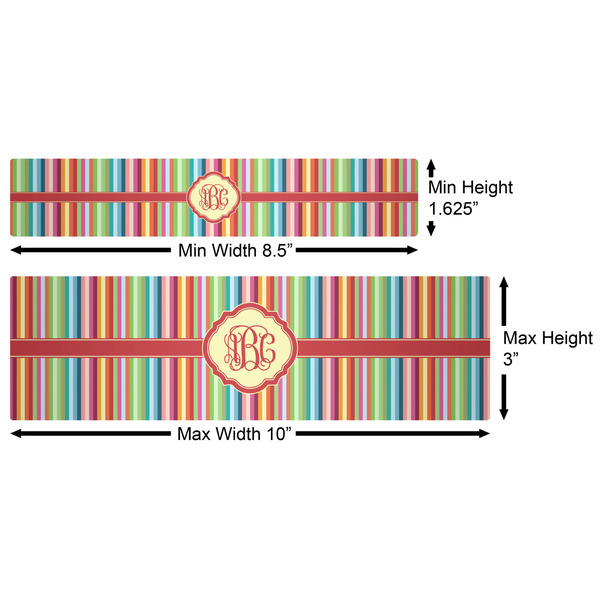 Retro Vertical Stripes Water Bottle Labels w/ Dimensions