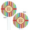 Retro Vertical Stripes White Plastic 5.5" Stir Stick - Double Sided - Round - Front & Back