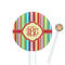 Retro Vertical Stripes 5.5" Round Plastic Stir Sticks - White - Single Sided (Personalized)