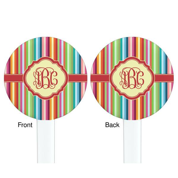 Retro Vertical Stripes White Plastic 7" Stir Stick - Double Sided - Round - Front & Back