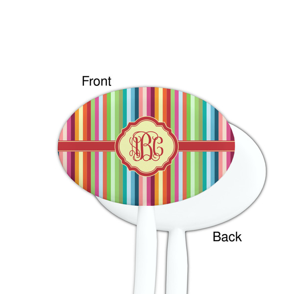 Retro Vertical Stripes White Plastic 7" Stir Stick - Single Sided - Oval - Front & Back
