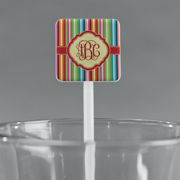 Retro Vertical Stripes White Plastic Stir Stick - Square - Main
