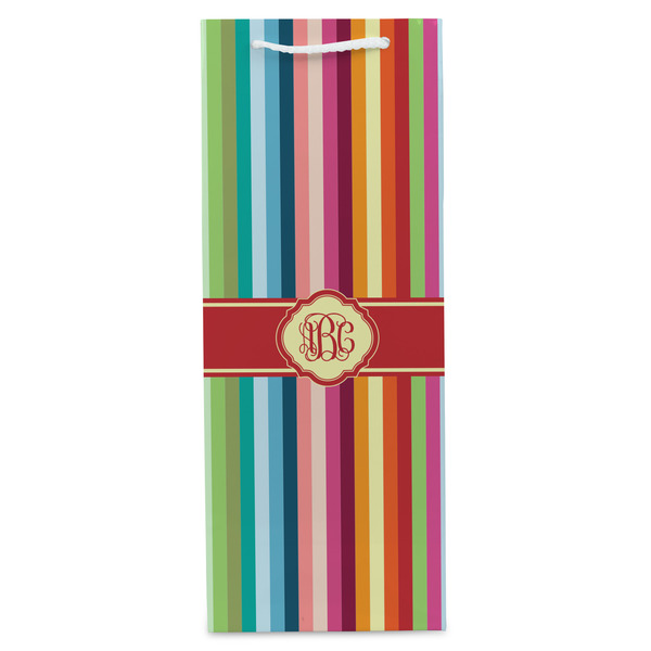 Retro Vertical Stripes Wine Gift Bag - Gloss - Front