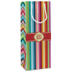 Retro Vertical Stripes Wine Gift Bags (Personalized)