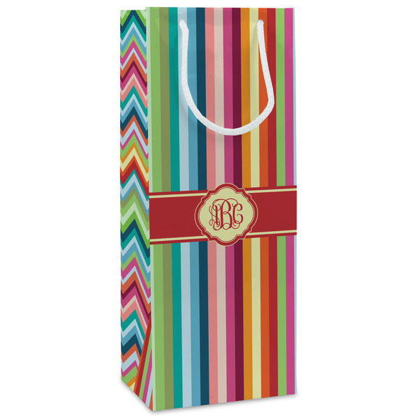 Custom Retro Vertical Stripes Wine Gift Bags (Personalized)