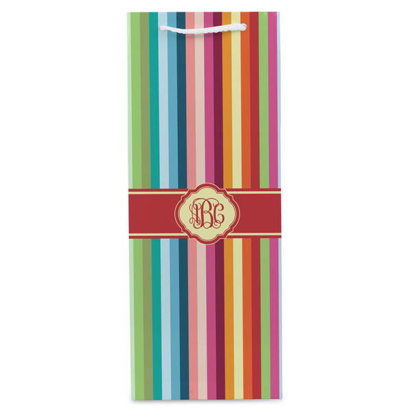 Retro Vertical Stripes Wine Gift Bag - Matte - Front