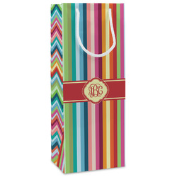 Retro Vertical Stripes Wine Gift Bags - Matte (Personalized)