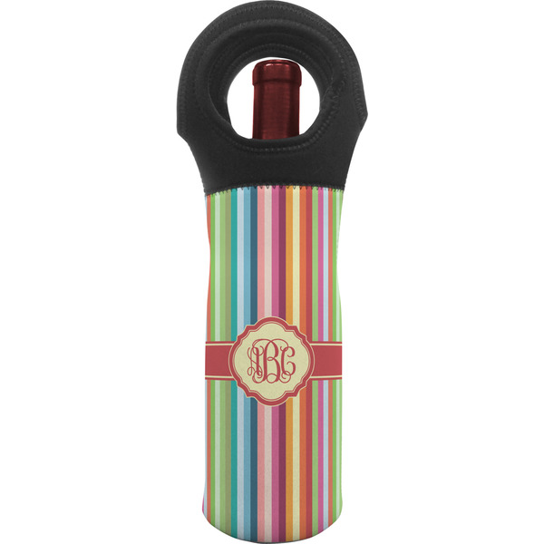 Custom Retro Vertical Stripes Wine Tote Bag (Personalized)
