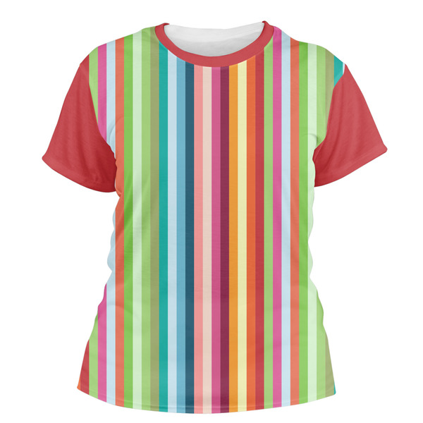 Custom Retro Vertical Stripes Women's Crew T-Shirt - Medium