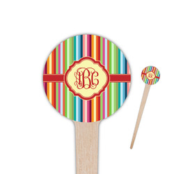 Retro Vertical Stripes 4" Round Wooden Food Picks - Double Sided (Personalized)