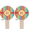 Retro Vertical Stripes Wooden 4" Food Pick - Round - Double Sided - Front & Back