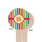 Retro Vertical Stripes Wooden 4" Food Pick - Round - Single Sided - Front & Back