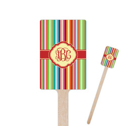 Retro Vertical Stripes 6.25" Rectangle Wooden Stir Sticks - Single Sided (Personalized)