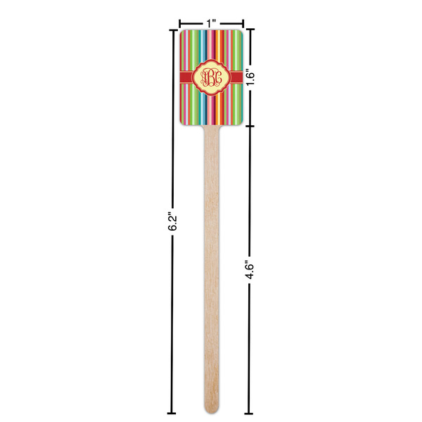 Retro Vertical Stripes Wooden 6.25" Stir Stick - Rectangular - Dimensions