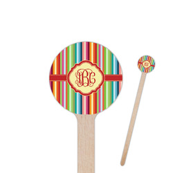 Retro Vertical Stripes 6" Round Wooden Stir Sticks - Double Sided (Personalized)