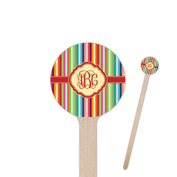 Custom Retro Vertical Stripes Round Wooden Stir Sticks (Personalized)