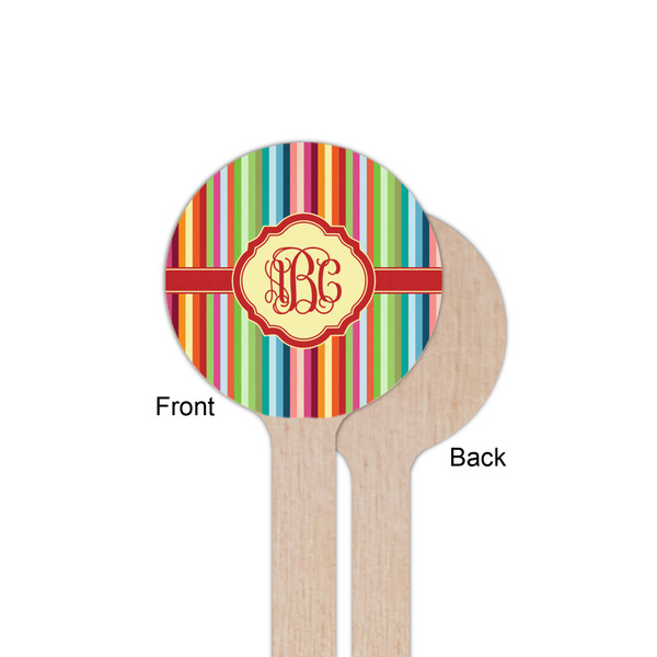 Retro Vertical Stripes Wooden 6" Stir Stick - Round - Single Sided - Front & Back