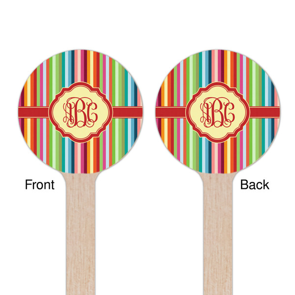 Retro Vertical Stripes Wooden 7.5" Stir Stick - Round - Double Sided - Front & Back
