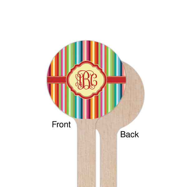 Retro Vertical Stripes Wooden 7.5" Stir Stick - Round - Single Sided - Front & Back