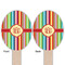 Retro Vertical Stripes Wooden Food Pick - Oval - Double Sided - Front & Back