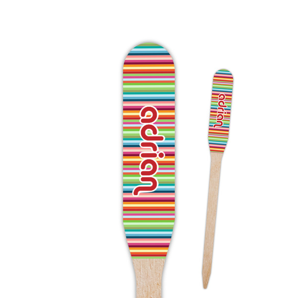Custom Retro Vertical Stripes Paddle Wooden Food Picks (Personalized)