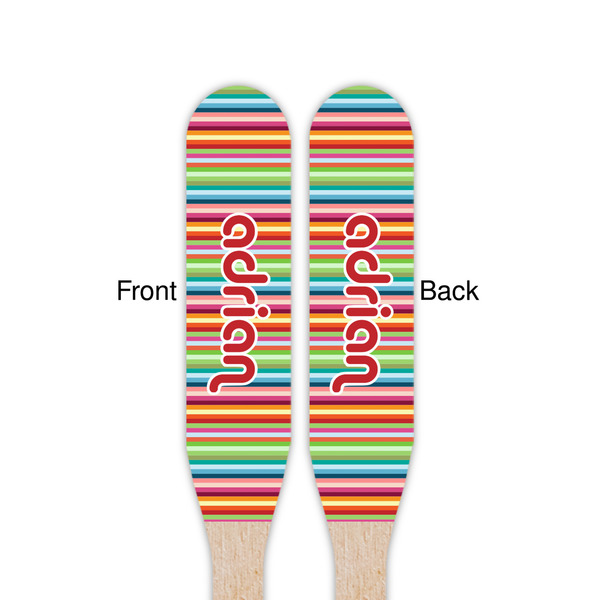 Retro Vertical Stripes Wooden Food Pick - Paddle - Double Sided - Front & Back