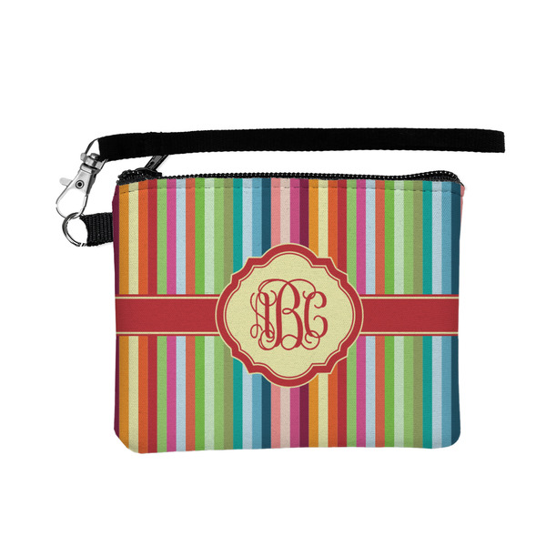 Custom Retro Vertical Stripes Wristlet ID Case w/ Monogram