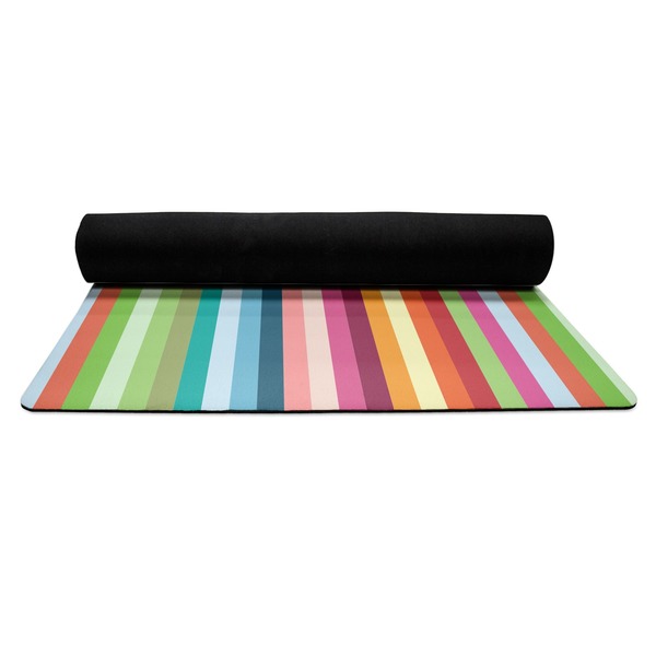 Retro Vertical Stripes Yoga Mat Rolled up Black Rubber Backing